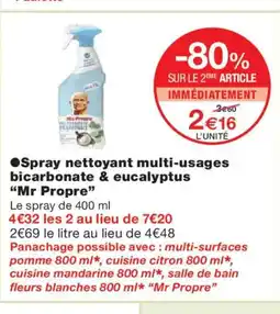 Monoprix MR PROPRE Spray nettoyant multi-usages bicarbonate & eucalyptus offre