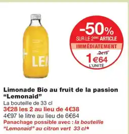 Monoprix LEMONAID Limonade Bio au fruit de la passion offre