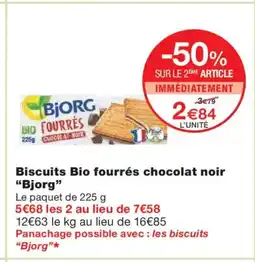 Monoprix BJORG Biscuits Bio fourrés chocolat noir offre