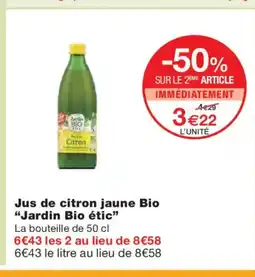 Monoprix JARDIN BIO ÉTIC Jus de citron jaune Bio offre