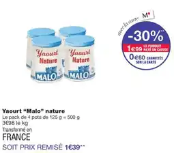 Monoprix MALO Yaourt nature offre