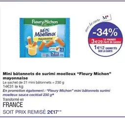 Monoprix FLEURY MICHON Mini bâtonnets de surimi moelleux mayonnaise offre