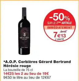 Monoprix A.O.P. Corbières Gérard Bertrand Hérésie rouge offre