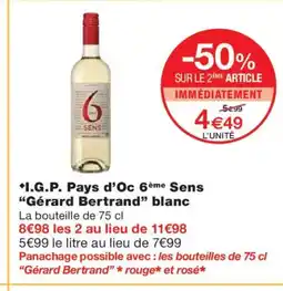 Monoprix GÉRARD BERTRAND I.G.P. Pays d'Oc 6ème Sens blanc offre