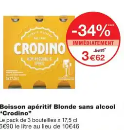 Monoprix CRODINO Boisson apéritif Blonde sans alcool offre