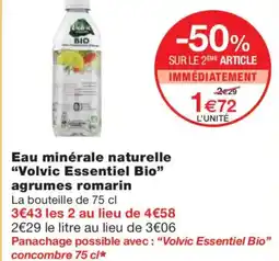 Monoprix VOLVIC ESSENTIEL BIO Eau minérale naturelle agrumes romarin offre