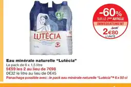 Monoprix LUTÉCIA Eau minérale naturelle offre