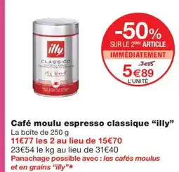 Monoprix ILLY Café moulu espresso classique offre