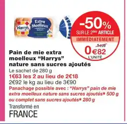 Monoprix HARRYS Pain de mie extra moelleux nature sans sucres ajoutés offre