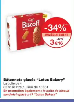 Monoprix LOTUS BAKERY Bâtonnets glacés offre