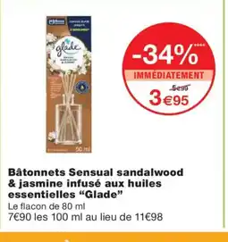 Monoprix GLADE Bâtonnets Sensual sandalwood & jasmine infusé aux huiles essentielles offre