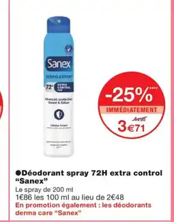 Monoprix SANEX Déodorant spray 72H extra control offre