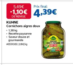 Costco KUHNE Cornichons aigres doux offre