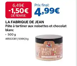 Costco LA FABRIQUE DE JEAN Pâte à tartiner aux noisettes et chocolat blanc offre