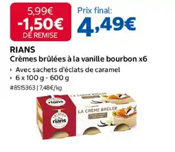 Costco RIANS Crèmes brûlées à la vanille bourbon x6 offre
