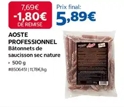 Costco AOSTE PROFESSIONNEL Bâtonnets de saucisson sec nature offre