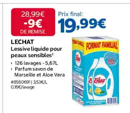 Costco LECHAT Lessive liquide pour peaux sensibles offre