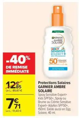 Carrefour Market Protections Solaires GARNIER AMBRE SOLAIRE offre