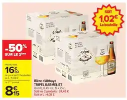 Carrefour Bière d'Abbaye TRIPEL KARMELIET offre