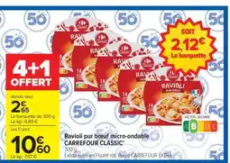 Carrefour Ravioli pur boeuf micro-ondable CARREFOUR CLASSIC' offre