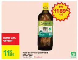 Carrefour Huile D’olive Vierge Extra Bio Carapelli offre