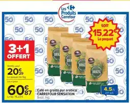 Carrefour Café en grains pur Arabica CARREFOUR SENSATION offre