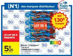 Carrefour Biscuits Chocograni Lot de 4 offre