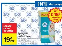 Carrefour Couches bébé Mega Pack CARREFOUR BABY offre