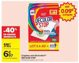 Carrefour LINGETTES ANTI-DÉCOLORATION 'DÉCOLOR STOP' offre