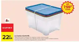 Carrefour Lot 3 boîtes Colorlid 45L offre