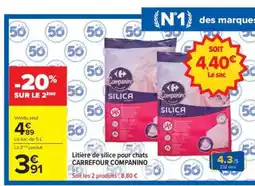 Carrefour Litière de Silice pour chats CARREFOUR COMPANINO offre