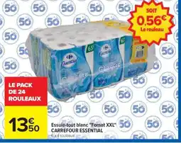 Carrefour Essuie-tout blanc Format XXL CARREFOUR ESSENTIAL offre