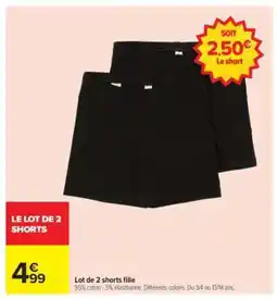 Carrefour Lot de 2 shorts fille offre
