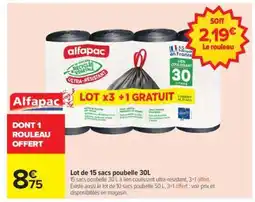 Carrefour Lot de 15 sacs poubelle 30L offre