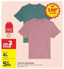 Carrefour T-shirt col rond homme offre