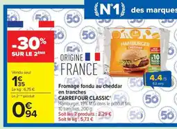 Carrefour Fromage fondu au cheddar en tranches CARREFOUR CLASSIC' offre