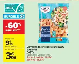 Carrefour Crevettes décortiquées cuites ASC surgelées COSTA offre