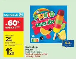 Carrefour GLACE À L'EAU 'PIRULO' offre