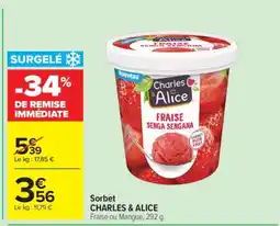 Carrefour Sorbet CHARLES & ALICE offre