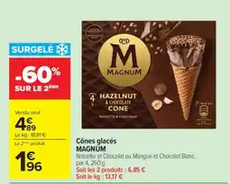 Carrefour Cônes glacés MAGNUM offre