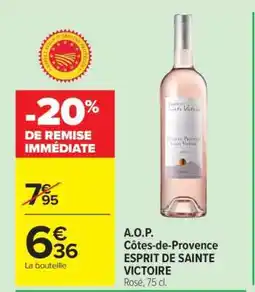Carrefour A.O.P. Côtes-de-Provence ESPRIT DE SAINTE VICTOIRE offre