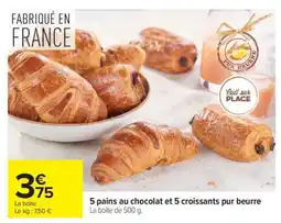 Carrefour 5 pains au chocolat et 5 croissants pur beurre offre
