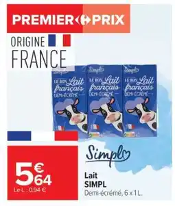 Carrefour Lait SIMPL offre