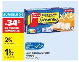 Carrefour Colin d’Alaska surgelés FINDUS offre