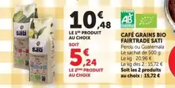 Hyper U CAFÉ GRAINS BIO FAIRTRADE SATI offre