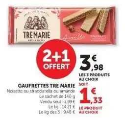 Hyper U Gaufrettes Tre Marie offre