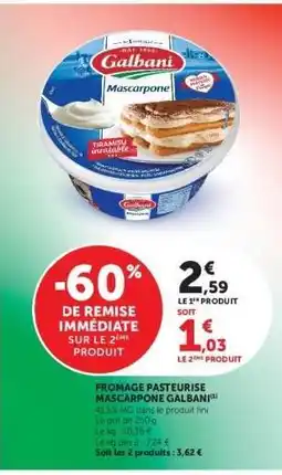 Hyper U Fromage Pasteurisé Mascarpone Galbani offre