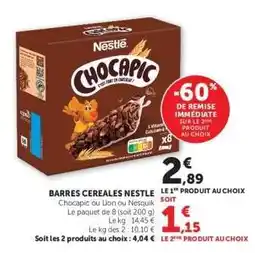 Hyper U BARRES CEREALES NESTLE offre
