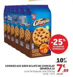 Hyper U Cookies Aux Gros Éclats De Chocolat Granola Lu offre