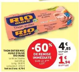 Hyper U THON ENTIER MSC HUILE D'OLIVE RIO MARE offre